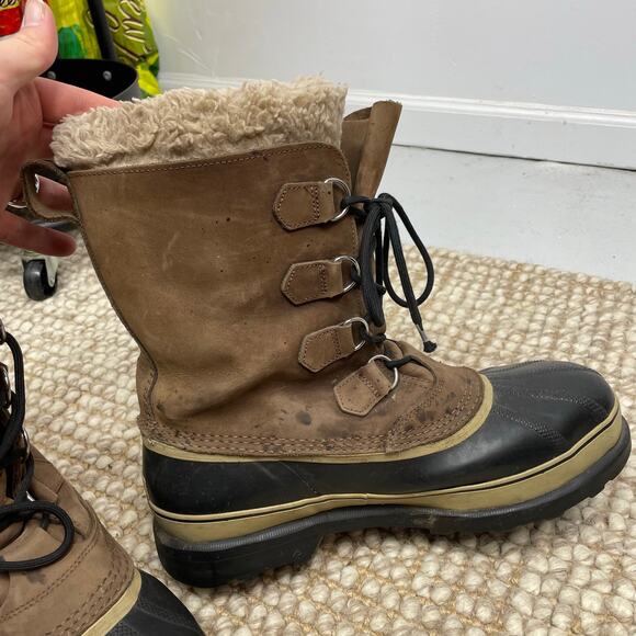 SOREL Men's Caribou Waterproof Boots SZ 13 Tan Brown Leather Outdoor Winter GUC - Picture 4 of 12
